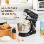 Stativmixer Matberedare med 6 Hastigheter och 5,5 L Skål i Rostfritt Stål, Svart