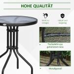 Trädgårdsbord Runt Balkongbord Metall med Säkerhetsglas Stilren Design för Trädgård och Balkong Ø60 X H70 Cm