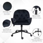 Snurrstol i Svart Sammet, Justerbar Kontorsstol för Vardagsrum, Elegant Skrivbordsstol med Ergonomisk Design, Svart