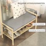 Klädhängare Hallmöbel med Skobänk Natur av Bambu för Entré och Hall Jackhylla med Krokar och Sittdyna