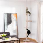 Skrapstolpe Högt i Tak 230-260 Cm Höjdjusterbart Klätterträd för Katter Beige