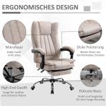 Ergonomisk Kontorsstol med Fotstöd, Bekväm Snurrstol i Mikrofiber med Liggfunktion, Avslappnande Arbetsstol för Långa Dagar, Grå, 63 x 71 x 110-118 cm
