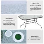 Bistrobord Stabil Carbongrå Metall för Trädgård och Balkong med Härdat Glas och Paraplyhål för Matplats Utomhus 120 x 80 x 70 cm