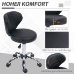 Rullande Pall Massagepall Roterande Arbetspall Svart av Konstläder och Metall för Kontor och Salong Justerbar Höjd 49-64 cm