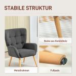 Fåtölj Loungestol Relaxstol med Träben Grå av Sammetslook och Trä för Vardagsrum och Sovrum Stoppad Lässtol
