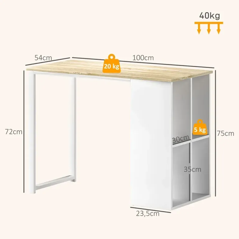 Skrivbord Datorbord med Förvaringsfack Ek 100 x 54 x 75 cm