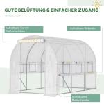 Folieväxthus Tunnelväxthus Vit av Stål och PE för Trädgård och Odling med Upprullbara Fönster UV-Skydd och Vindtät Konstruktion 2,95 x 2 x 2 m