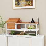 Sköldpaddshus Orange Trä för Reptiler 2 Nivåer Terrarium med Lamphållare och Sovplats Rymlig Bur med God Ventilation