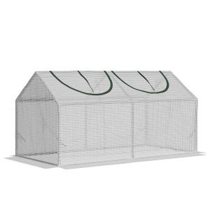 Litet Växthus med Fönster, Kompakt Drivhus i PE-Plast, Skyddar Småplantor och Örter, Vit, 120 x 60 x 60 cm