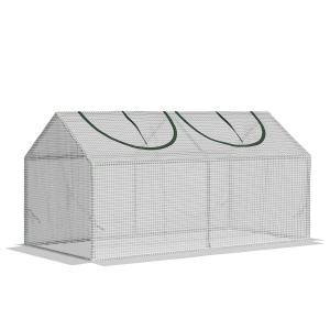Litet Växthus med Fönster, Kompakt Drivhus i PE-Plast, Skyddar Småplantor och Örter, Vit, 120 x 60 x 60 cm