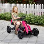 Gokart Trampbil för Barn Rosa av Metall och Plast för Barn 3-8 År Trampbil med Handbroms och Justerbart Säte