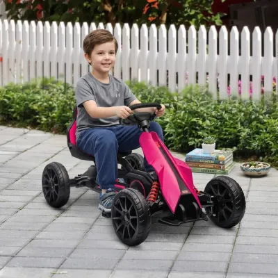 Gokart Trampbil för Barn Rosa av Metall och Plast för