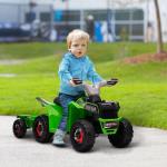 Elektrisk Barnfyrhjuling, Laddningsbar, med Släp, upp till 25 kg, Grön, 2,5 km/h, 50 min Körtid, 1,5–3 År