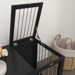 Hundbur Hundhus Svart av Metall för Medelstora Hundar Transportbur med Dörrar Hundlåda för Hemma Robust Design 80 x 50 x 56,5 cm
