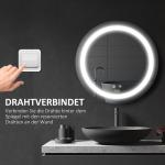 Kleankin Badrumsspegel LED Spegel Silver av Glas för Modernt Badrum Rund Spegel med Touchfunktion och Anti-Fog Ø 50 cm
