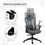 Kontorsstol Skrivbordsstol Grå av Mesh och Metall för Bekvämt Arbete och Avkoppling Ergonomisk med Fällbar Funktion