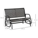 Gungbänk i Konstrotting 2 Personer, Bekväm Trädgårdssoffa med Gungmekanism, Väderbeständig Loveseat för Uteplatsen, Grå, 70 x 120 x 84 cm
