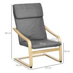 Avslappningsstol Vingstol med Fotpall Brun av Linne och Trä för Vardagsrummet Bekväm Läsning Matstol 67 x 72 x 100 cm