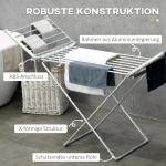 Torkställning Klädtork Elektrisk och Hopfällbar Silver av Aluminium för Inomhusbruk Uppvärmd Ställning med Värme 144 x 53 x 91 cm