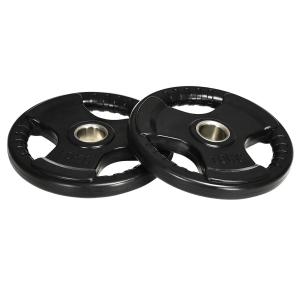 Viktskivor med Handtag 2-Pack, Gummerade Vikter för Skivstång, Skonsamma mot Golv, Svart, 2 x 10 kg