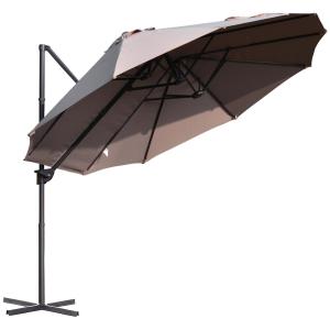 Dubbelt Parasoll Fribärande Paraply med Vev Justerbart Trädgårdsparaply Solskydd Metall Brun 440 X 270 X 250 Cm