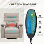 Massagestol med Stående Funktion, 8 Vibrationspunkter och 2 Fjärrkontroller, Ljusbrun