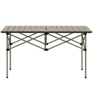 Hopfällbart Campingbord med Roll-up Bordsskiva, Aluminium, Khaki, 95 x 55 cm