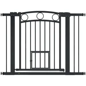 Trappgrind med Justerbar Bredd 76-104 cm och Kattlucka för Trappor, Svart