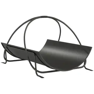 Geometriskt Vedställ för Inomhusbruk med Metallhandtag, Svart, 51x38x33 cm