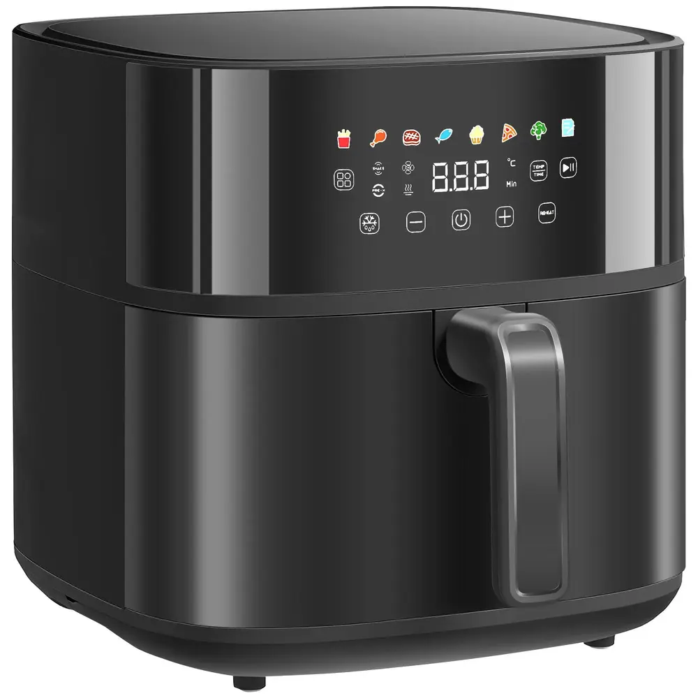 Hot Air Fryer 8 L med 8 Program och LED-Skärm Svart