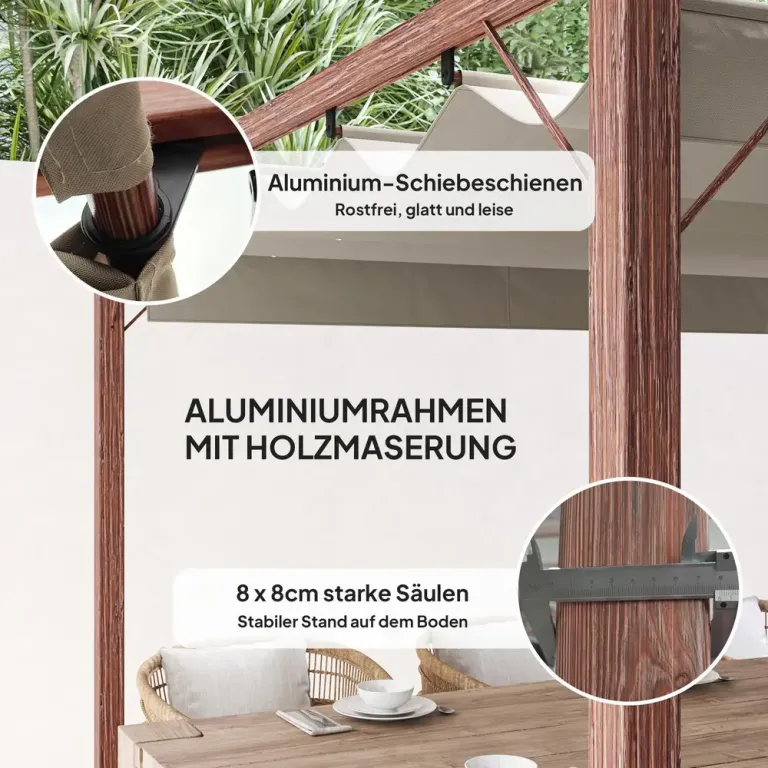 Trädgårdspergola med Uteplatstak Aluminiumstomme 3x3 m