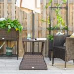 Trädgårdsbord Sidobord Parasollställ Polyrattan för Trädgård och Terrass Brun 54 X 54 X 55 Cm