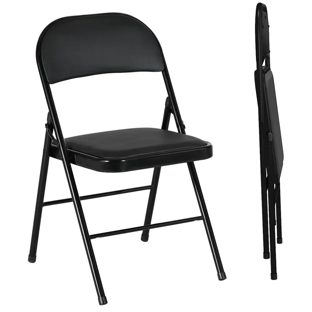 Set 2 Hopfällbara Kontorsstolar med Metallben, Svart