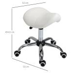Rullpall Sadelpall Vit Konstläder för Kontor och Hem Höj- och Sänkbar Ergonomisk Snurrstol