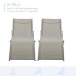 2-Pack Solstolar i Aluminium, Justerbara Relaxstolar med Textilene-Väv, Väderbeständiga Utestolar för Trädgård, Ljusgrå, 165 x 61 x 63 cm