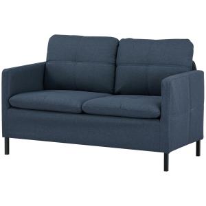 Soffa Loveseat Mörkblå av Tyg med Linnelook och Stål för Vardagsrum 2-Sits Stoppad Soffa 135 x 67 x 78 cm