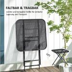 Fällbart Trädgårdsbord, Väderbeständigt Balkongbord med Utskärning, Fyrkantigt, Svart, 70x70 cm