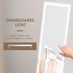 Helfigursspegel Väggspegel Vit av Glas och Metall för Sovrum med LED Belysning 3 Ljusfärger Touchknapp 40 x 150 cm
