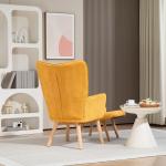 Fåtölj Öronlappsfåtölj med Pall Orange av Manchesterlook och Trä för Vardagsrum Stoppad Relaxstol Vingestol