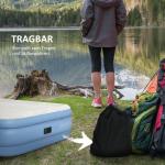 Luftmadrass Campingsäng Ljusblå av PVC för 2 Personer Dubbel Luftbädd med Kudde och Elpump 203 x 152 x 46 cm