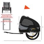 Hundvagn för Cykel med Nätfönster och Universalkoppling för Djurtransport Hållbar och Stabil Svart Stål och Oxford 140 x 71 x 83 cm