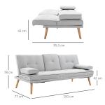 Bäddsoffa Linnetyg Modern 3-Sits Soffa som Bäddas ut Bekväm Gästsäng för Vardagsrummet Ljusgrå 181 X 77 X 72 Cm