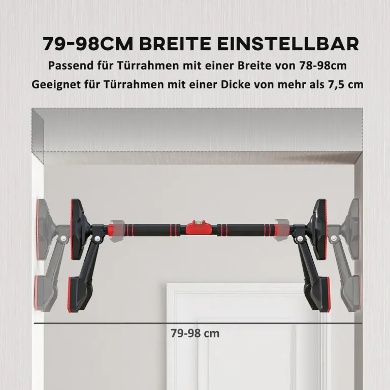 Dörrtrapets och Chinsstång 80–110 cm, Svart och Röd