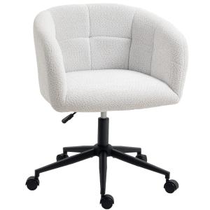 Kontorsstol Plysch Gräddvit och Svart Tyg för Hemmakontor Skrivbordsstol med Hjul Bekväm Sits 59x59x92 cm