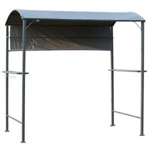 Grillpaviljong BBQ-Paviljong med Flamskyddstak 2 Hyllor Polyester för Trädgård och Terrass Svart 218 X 138 X 216 Cm