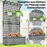 Odlingslåda Hållbar Mörkgrå Trä för Trädgård och Altan med Spaljé och Tak Robust Planteringslåda för Klätterväxter 90 x 45 x 183 cm