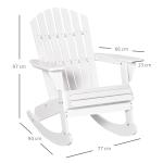 Adirondack Gungstol i Trälook, Bekväm Trädgårdsstol för Avkoppling, Väderbeständig Design för Uteplatsen, Vit, 77 x 94 x 97 cm
