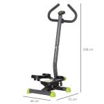 Ministepper med Handtag och Display, Effektiv Motionscykel för Hemmaträning, Swing Stepper med Gummiband, Grå/Grön, 55 x 44 x 108 cm, 100 kg