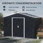 Verktygsbod Redskapsbod med Sadeltak Mörkgrå av Galvaniserat Stål för Bakgård Väderbeständigt Skjul med Skjutdörr 4,9 m² 277 x 195 x 192 cm
