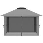 Hopfällbar Pop-up Paviljong, Stort Partytält med Myggnät och UV-Skydd, Enkel Montering för Event, Mörkgrå, 4 x 4 m
